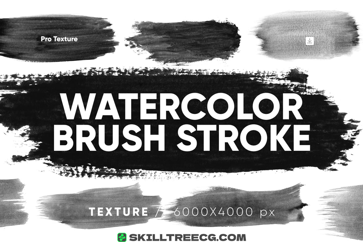 30 Watercolor Brush Stroke Texture HQ（249664）-技能树